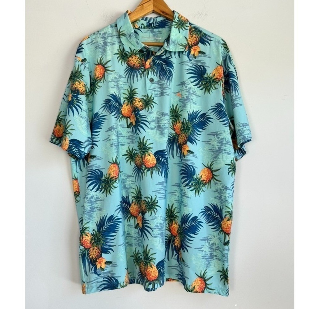 Tommy Bahama Islandzone Polo XL Palm Desert Pina Hawaiian Resortwear UPF Wicking